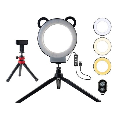 Кольцевая LED лампа для фотографий и селфи с держателем для телефона, штатив с USB разъемом