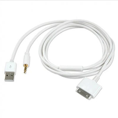 30-pin Кабель jack+usb для iPhone 3, 4, 4s / iPod 3, 4 / iPad 1, 2